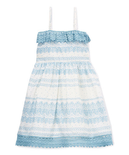 Abito in pizzo azzurro e bianco