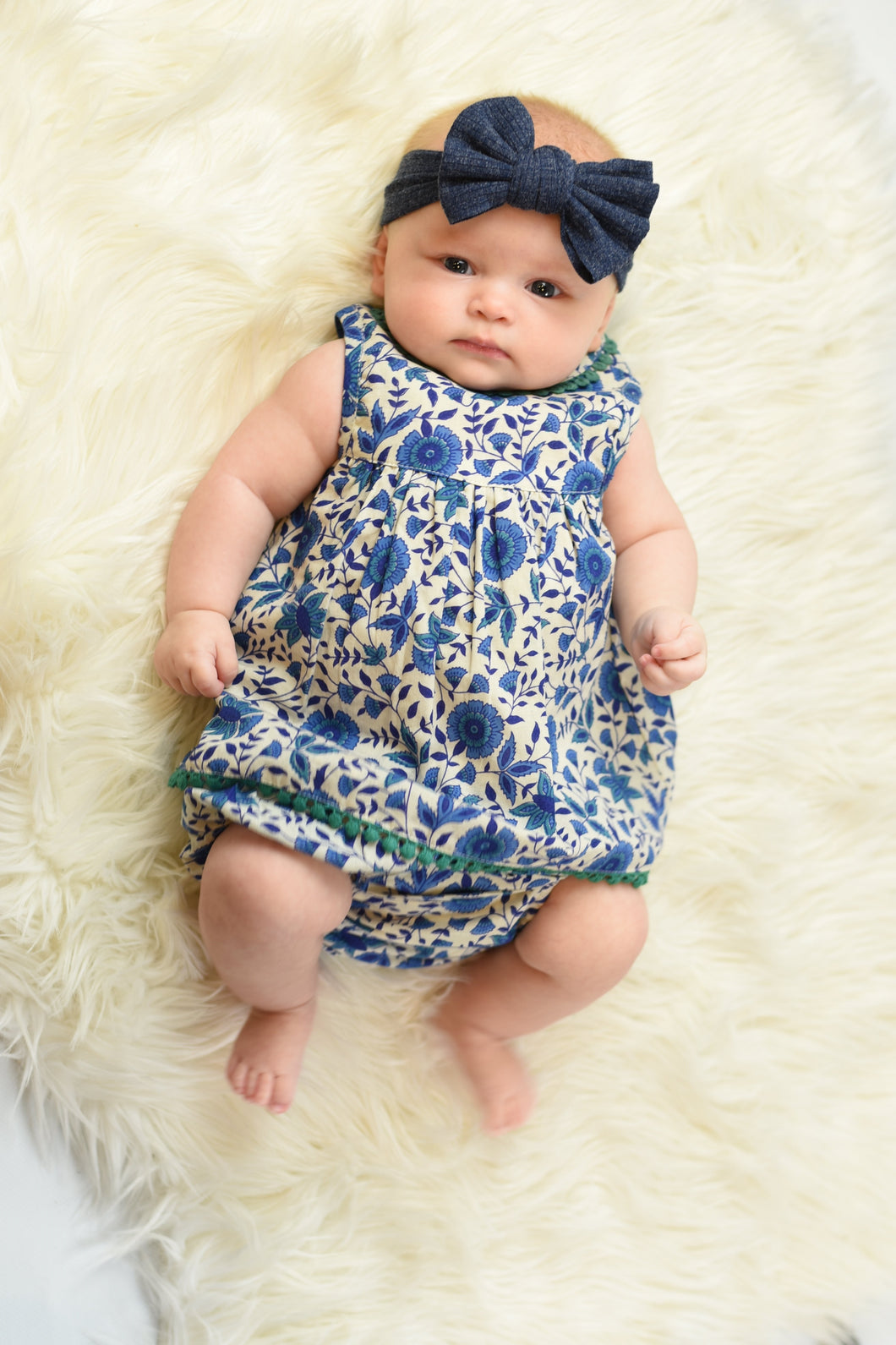 Blue Pottery Inspired Lace Dress And Diaper Cover