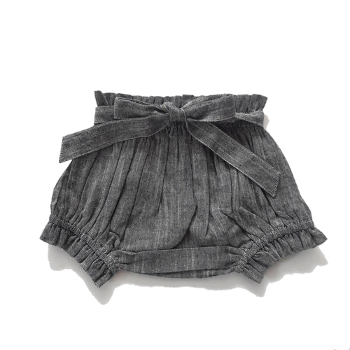 Black Chambray Shorts-Style Diaper Cover