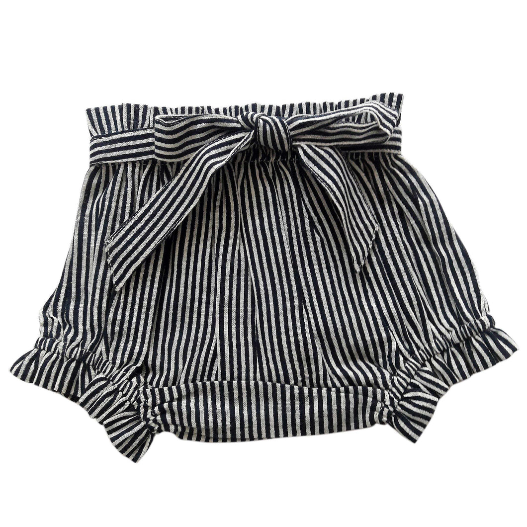 Navy Striped Shorts-Style Diaper Cover