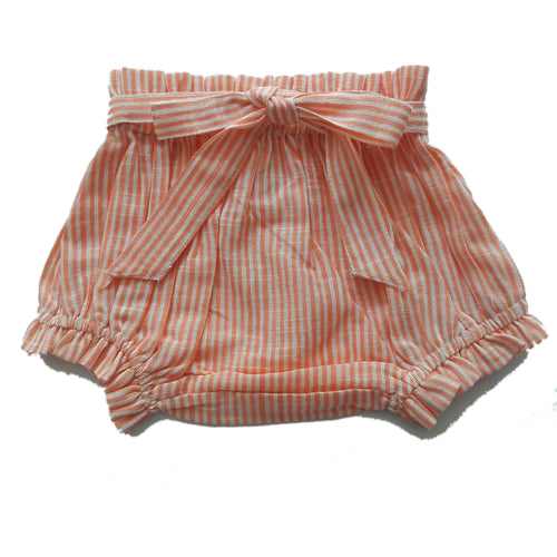 Coral Striped Shorts-Style Diaper Cover