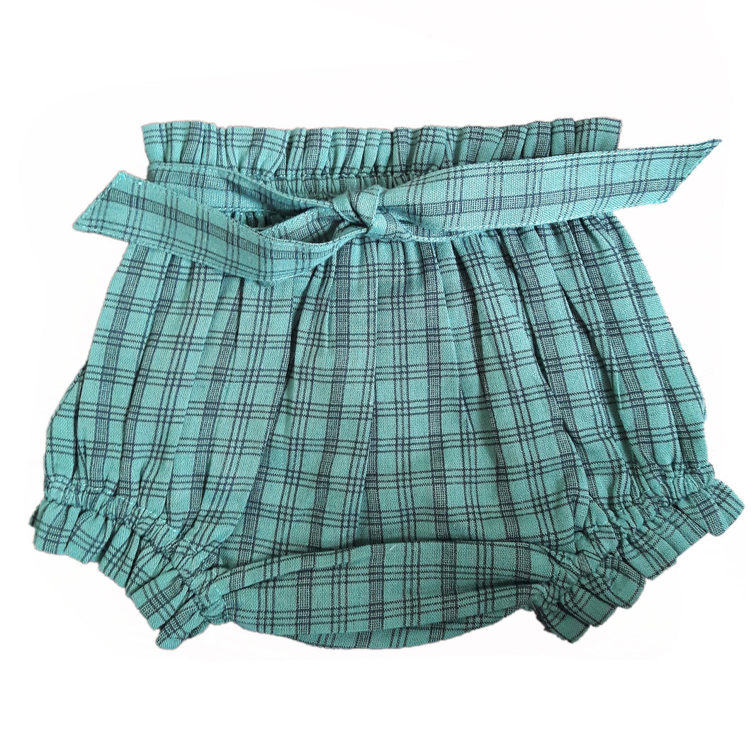 Green Gingham Shorts-Style Diaper Cover