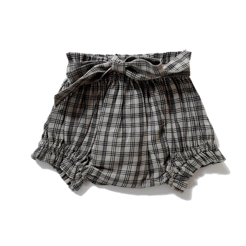 Grey Gingham Shorts-Style Diaper Cover