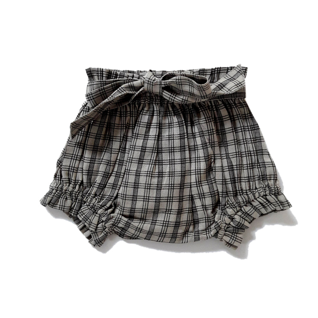 Grey Gingham Shorts-Style Diaper Cover