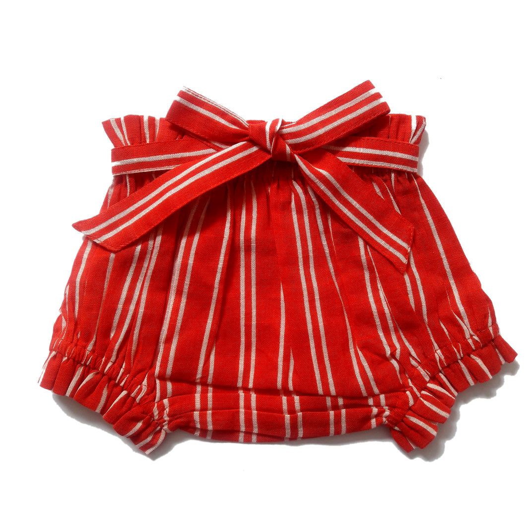 Red & White Stripe Shorts-Style Diaper Cover