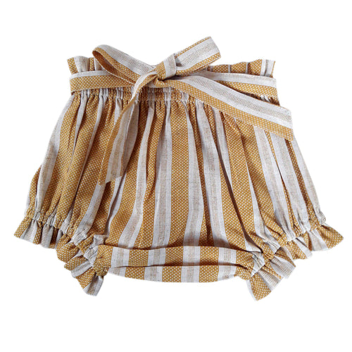 Mustard & White Stripe Shorts-Style Diaper Cover dc192 yobaby