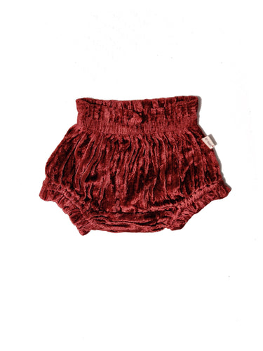 Red Shorts-Style Velvet Diaper Cover