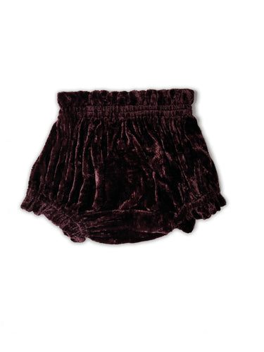 Aubergine Shorts-Style Velvet Diaper Cover