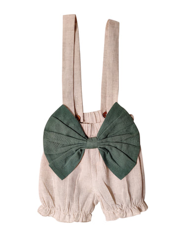 Oversized Bow & Suspenders Diaper Cover - Sage