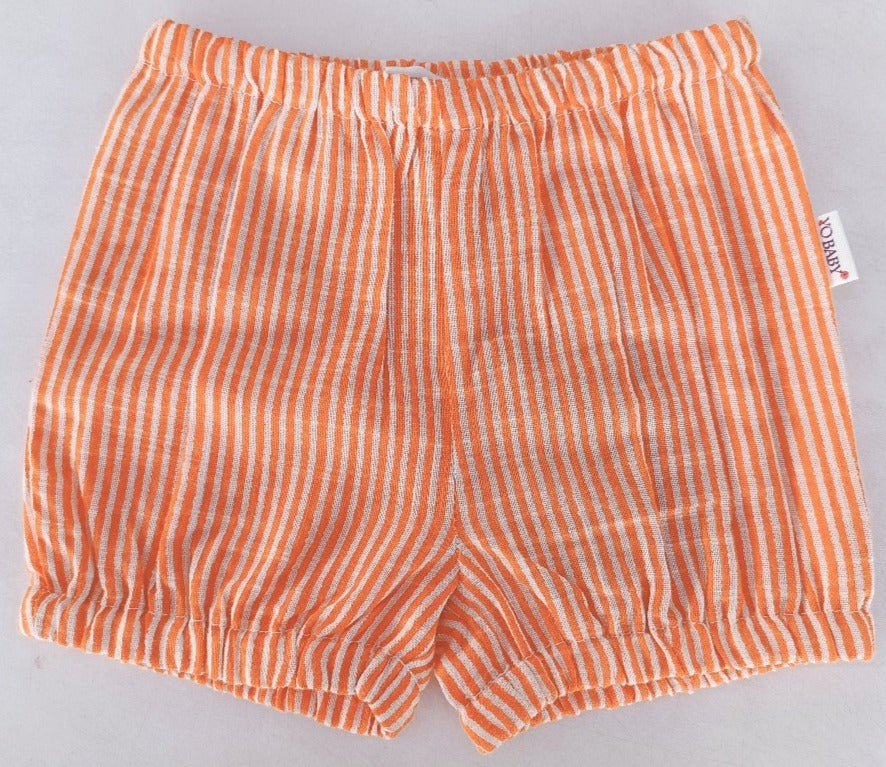Orange Stripes Print Cotton-Linen Boys Diaper Cover