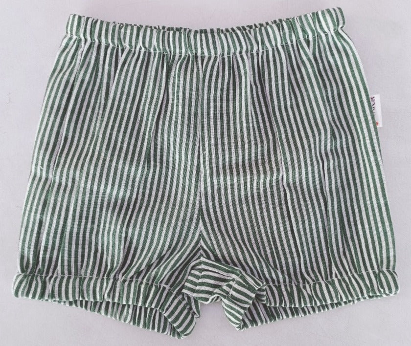 Sage Green Stripes Print Cotton-Linen Boys Diaper Cover