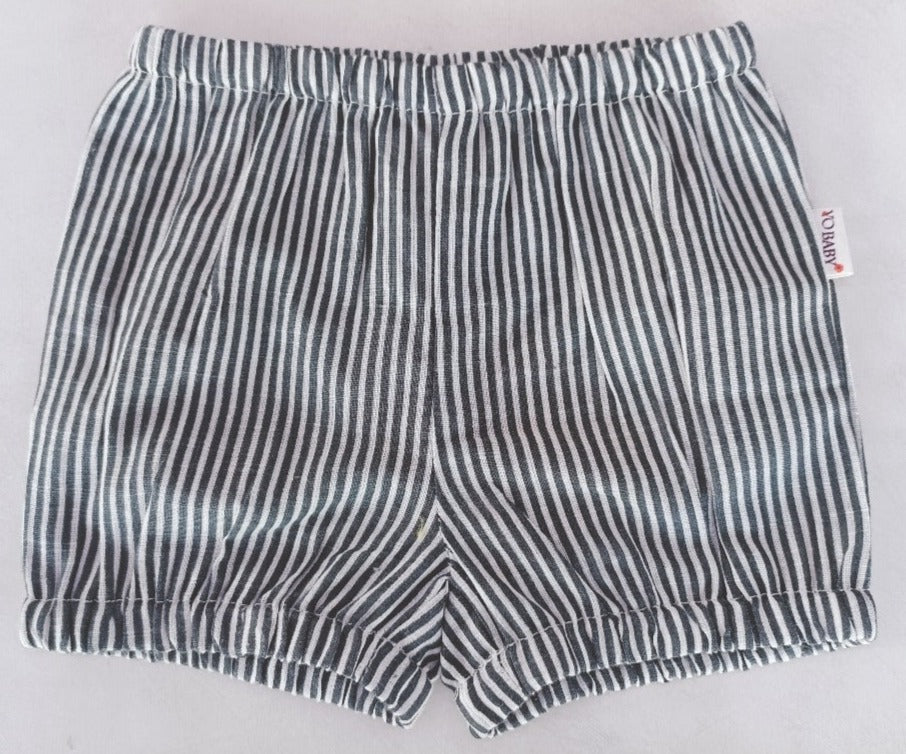 Grey Stripes Print Cotton-Linen Boys Diaper Cover