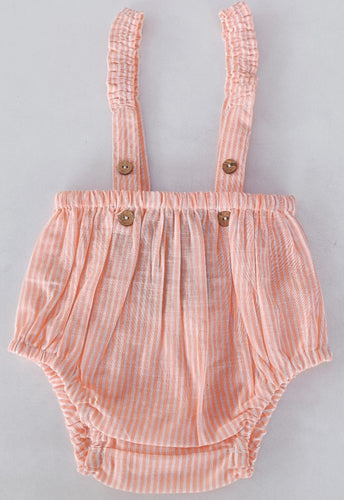 Peach Stripes Print Cotton-Linen Suspenders Diaper Cover