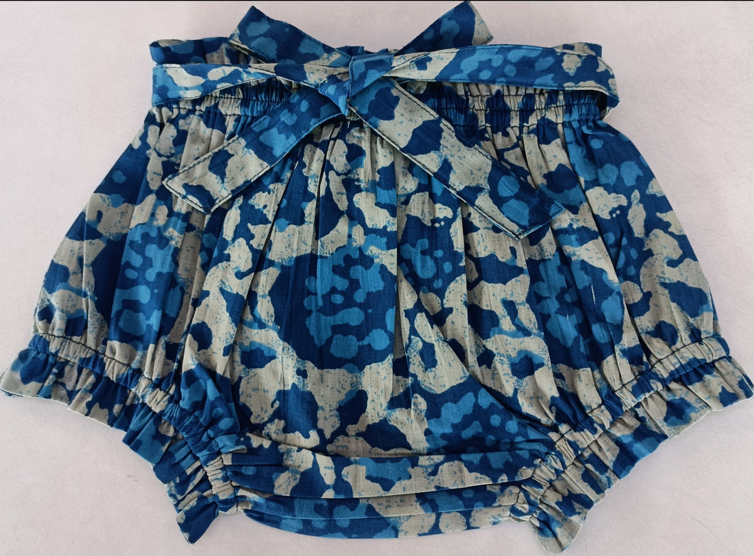 Indigo Print Shorts-Style Diaper Cover