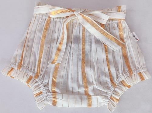 Gold Color Lurex Shorts-Style Diaper Cover