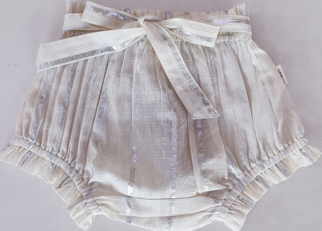 Silver Color Lurex Shorts-Style Diaper Cover