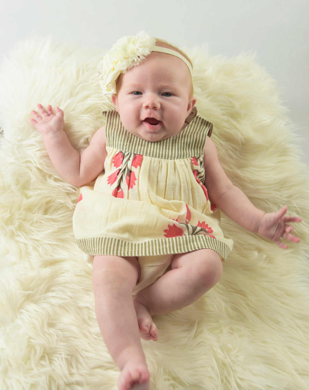 Stripes & Floral Dress & Diaper Cover Set - Kids Wholesale Boutique Clothing, Dress - Girls Dresses, Yo Baby Wholesale - Yo Baby