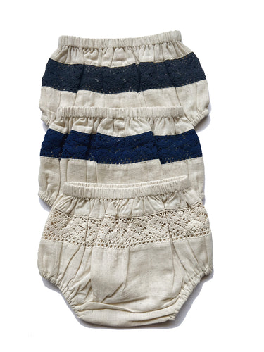 Set of 3 - Lace Diaper Covers in Ivory, Navy & Black