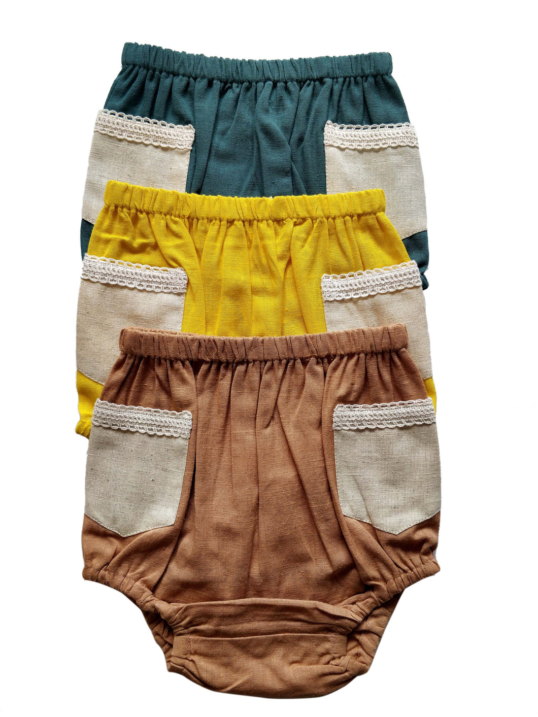 Pocket With Lace Detail Diaper Covers with in Blush, Yellow & Teal yobaby