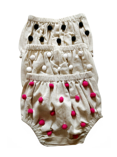 Set of 3 Pom-Pom Embellished Diaper Covers