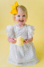 White Multicolor Dot Cotton Dobby Frill Dress and Bloomers