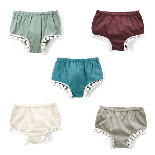 Set of 5 - Diaper Covers with Pom-Pom Lace Detail