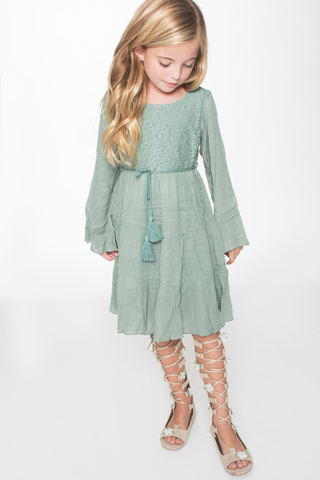 Sea Foam Green Dress - Kids Wholesale Boutique Clothing, Dress - Girls Dresses, Yo Baby Wholesale - Yo Baby