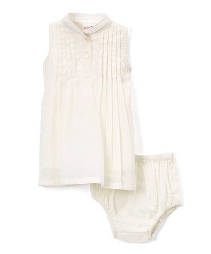 Off-White Pin-tuck Detail Infant Dress - Kids Wholesale Boutique Clothing, Dress - Girls Dresses, Yo Baby Wholesale - Yo Baby