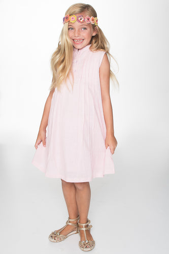 Pink Pin Tuck Detail Shift Dress - Kids Wholesale Boutique Clothing, Dress - Girls Dresses, Yo Baby Wholesale - Yo Baby