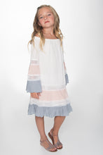 Off White Pink and Blue Lace Detail Dress - Kids Wholesale Boutique Clothing, Dress - Girls Dresses, Yo Baby Wholesale - Yo Baby