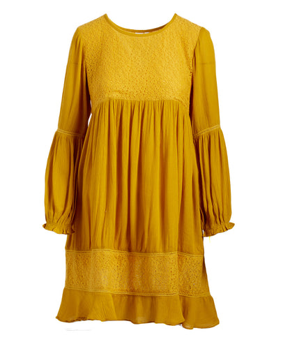 Yellow Lace Detail Dress - Kids Wholesale Boutique Clothing, Dress - Girls Dresses, Yo Baby Wholesale - Yo Baby