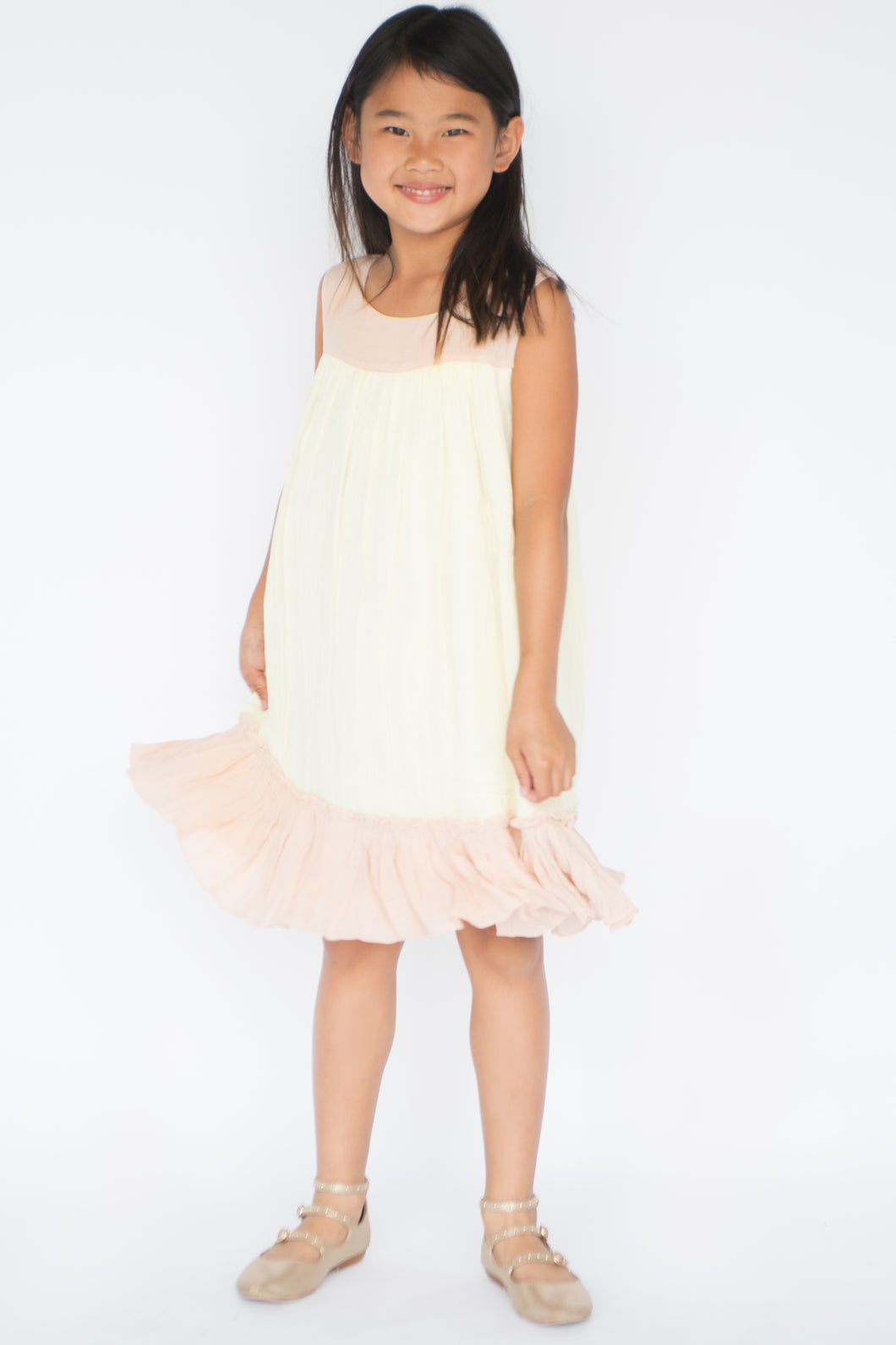 Pastel Yellow & Blush Shift Dress - Kids Wholesale Boutique Clothing, Dress - Girls Dresses, Yo Baby Wholesale - Yo Baby