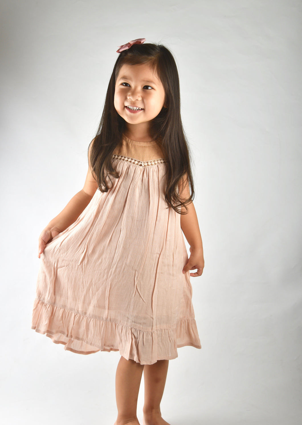 Blush Lace Detail Dress - Kids Wholesale Boutique Clothing, Dress - Girls Dresses, Yo Baby Wholesale - Yo Baby
