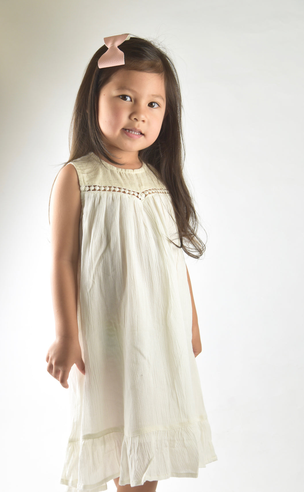 Off-white Lace Detail Dress - Kids Wholesale Boutique Clothing, Dress - Girls Dresses, Yo Baby Wholesale - Yo Baby