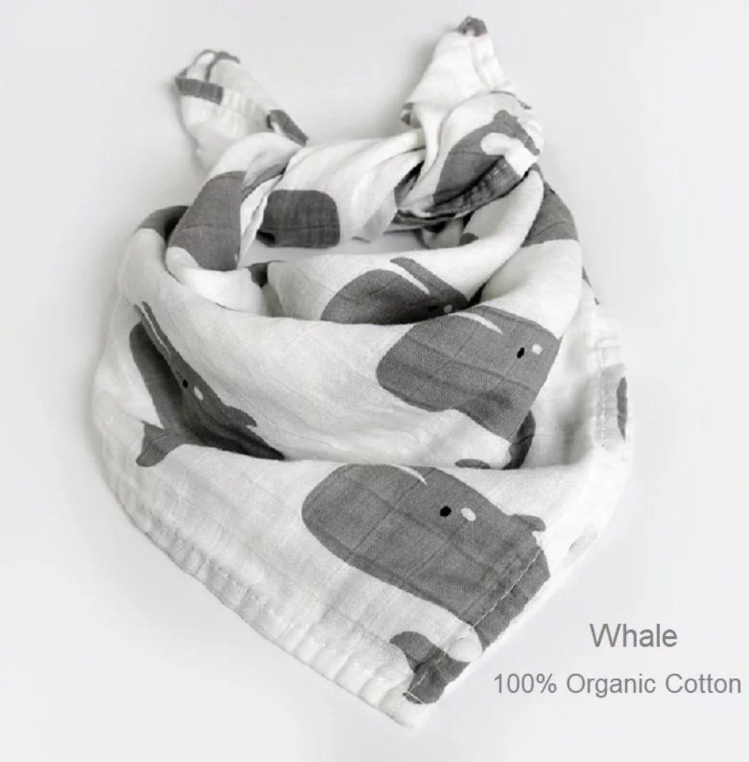 Set of 2 : Multi Purpose Muslin Wrap- Whale Print