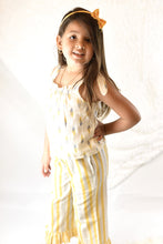 Printed Ivory Top with Striped RufflePants 2 pc. Set