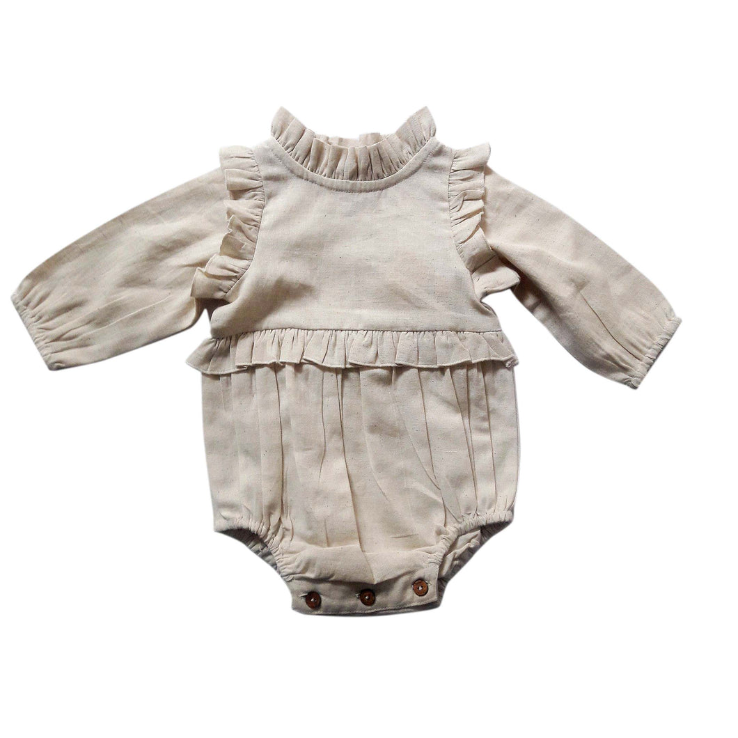 Ivory Full-Sleeves Ruffles Infant Romper