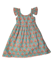 Sea Foam Floral Printed Frill and Lace Detail Dress