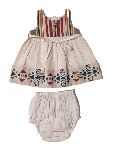 Ecru Tribal Print Dress and Bloomers