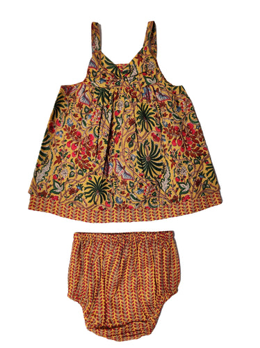 Pink and Yellow Jungle Print Infant Dress