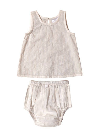 Ecru Embroidery Detail Infant Top and Bloomer Set