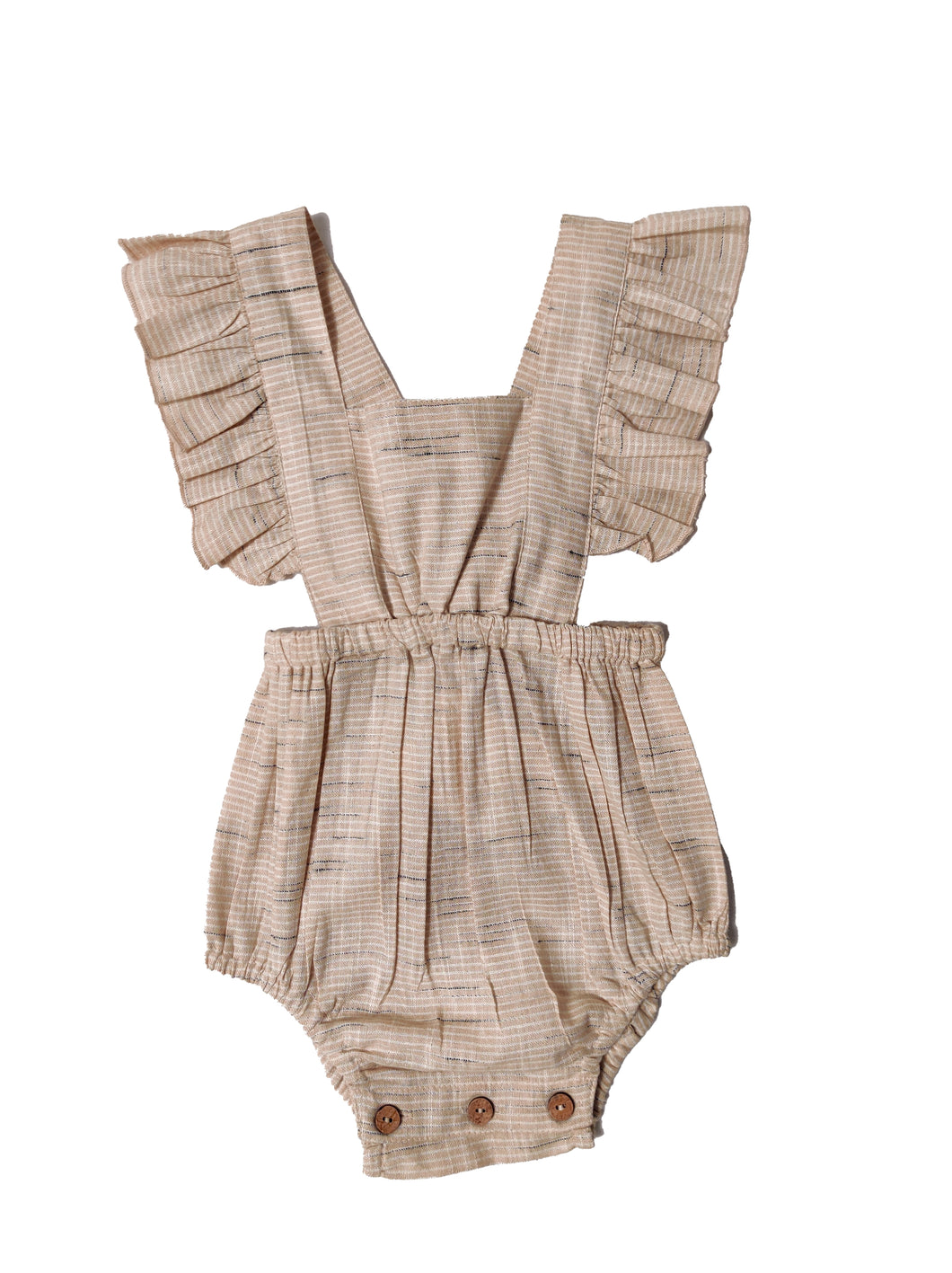 Beige Striped Self Weaving Infant Racerback Romper (YB1933)