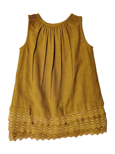 Gold Tone on Tone Lace Shift Detail Dress