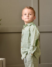 Boys Striped Shirt - Olive Green