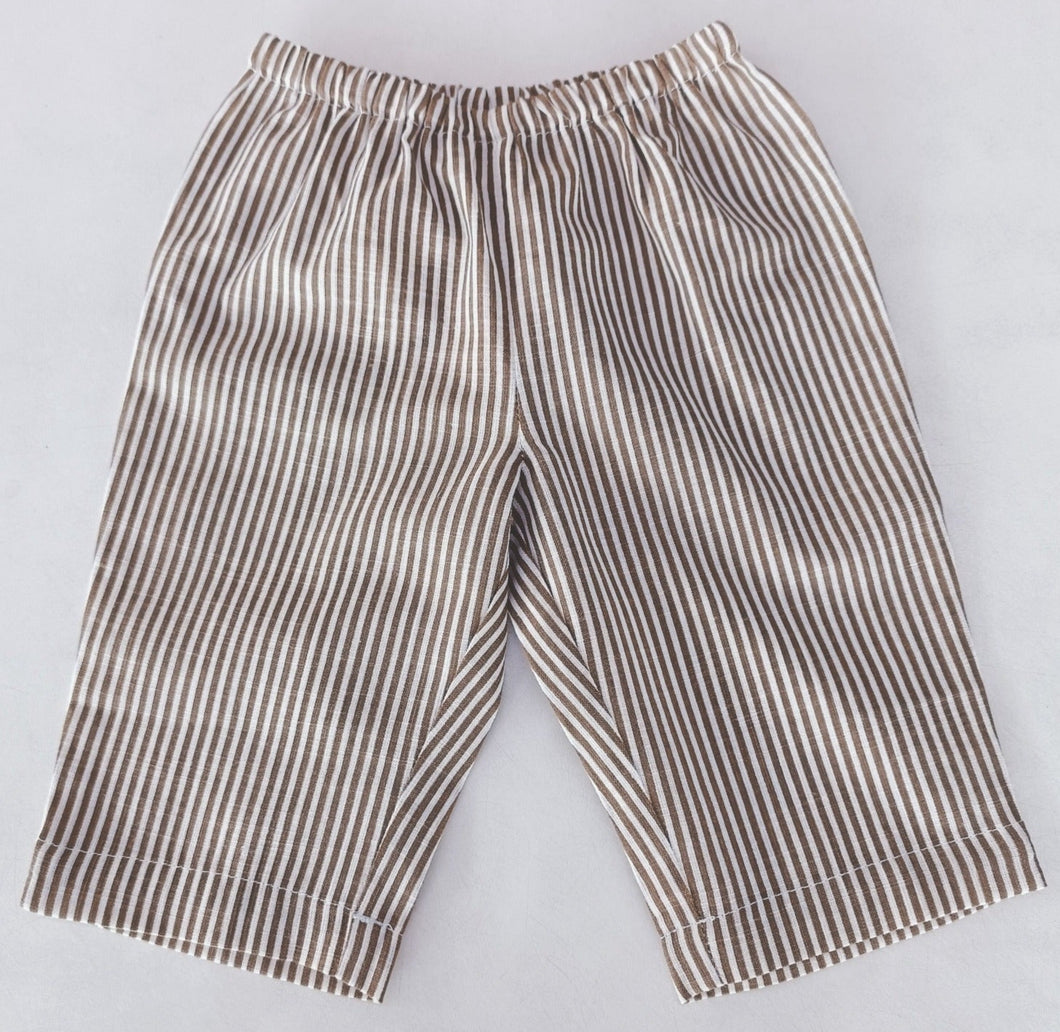 Unisex Brown Stripes Print Pant