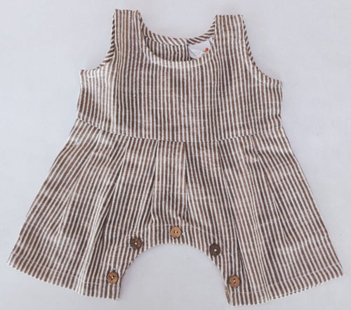Brown Stripes Printed Baby Romper