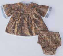 Paisley Print Bell-Sleeves Ruffle Dress & Diaper Cover Set