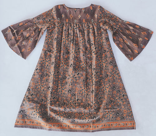 Paisley Print Bell-Sleeves Dress