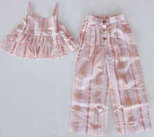 Baby Pink Solid Color Lurex Top & Pant Set