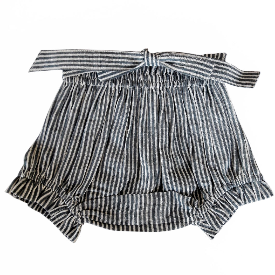 Grey Striped Shorts-Style Diaper Cover